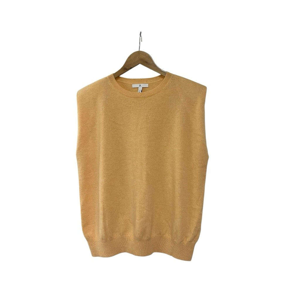 Banana Republic Cashmere Padded Sleeveless Shoulder Top Sweater Tank L
